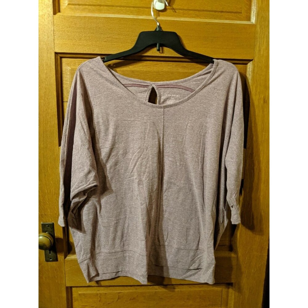 Lane Bryant Purple Dolman Top Shirt Size 18/20 Bat Wing Sleeves Key Hole Back